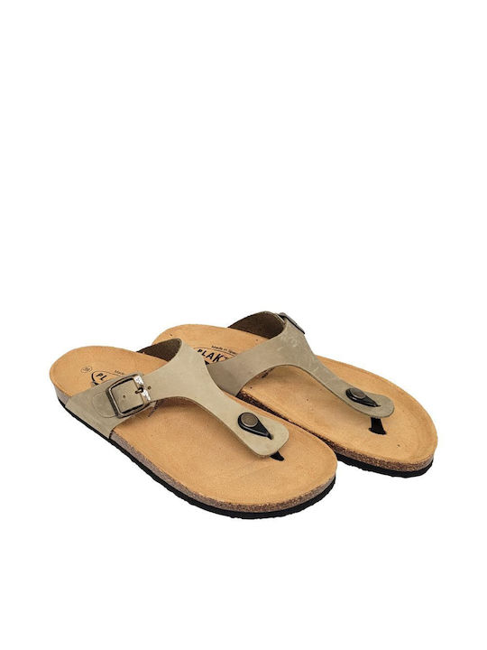 Plakton Leather Women's Flat Sandals Anatomic Olive