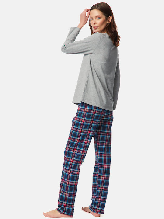 Minerva Winter Women's Pyjama Set Cotton Grey Melange Fabulous