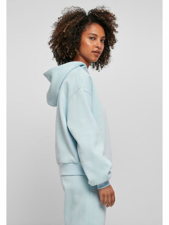 Long Women's Sweatshirt Hooded Ice Water Blue