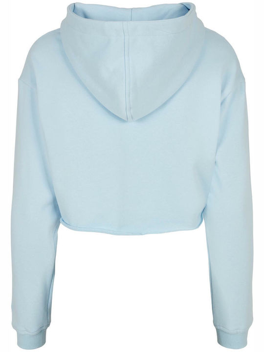 Cropped Γυναικείο Φούτερ με Κουκούλα Ice Water Blue