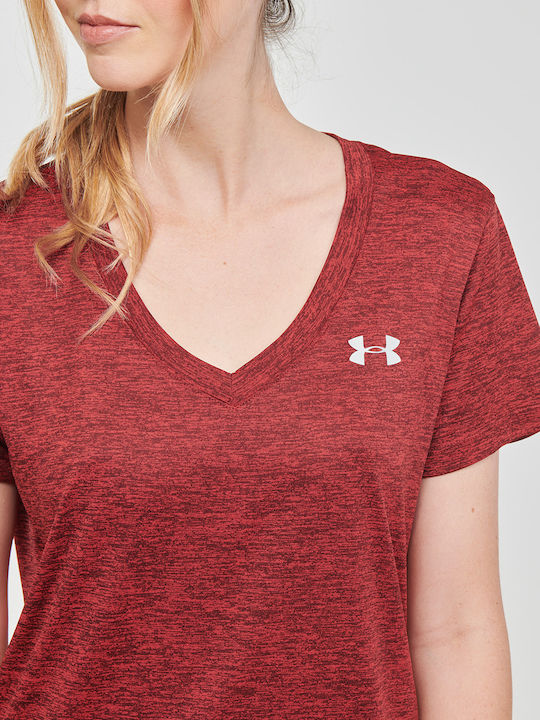 Women's T-shirt with V Neckline Red