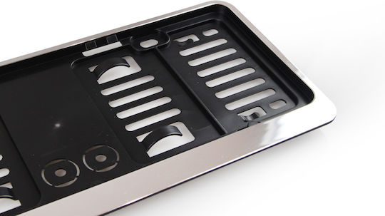 AMiO Car License Plate Frame Front - Back Plastic 30.6 x 11.5cm Silver