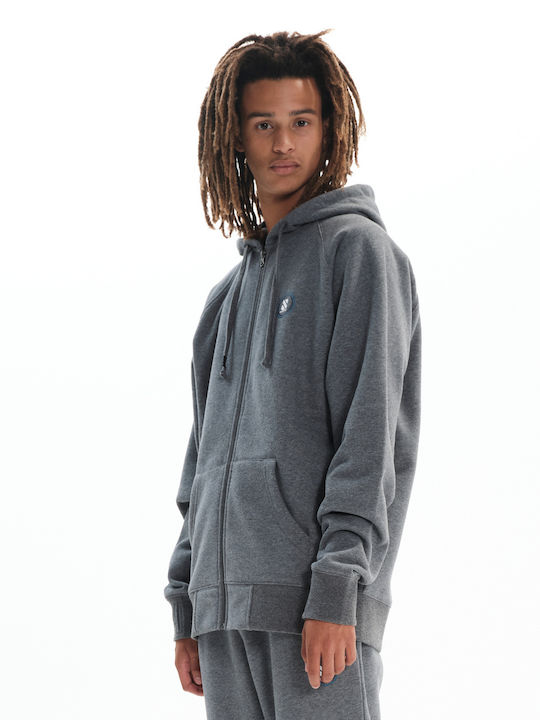 Basehit Men's Sweatshirt Jacket with Hood and Pockets Gray