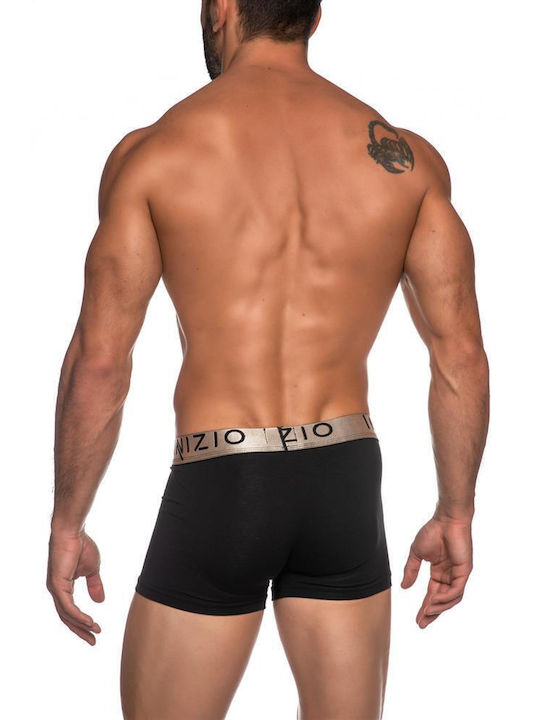 BLACK BOXER WITH EXTERNAL RUBBER AND LOGO INIS 44000 BLACK/BEIGE