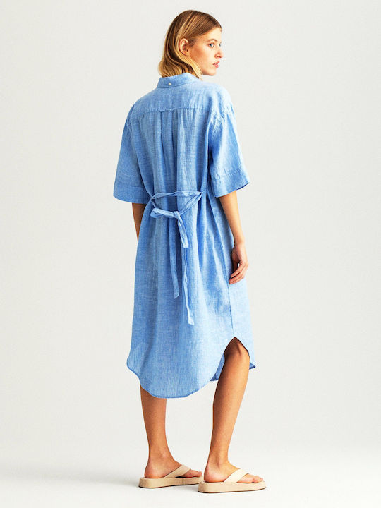 Gant Summer Midi Shirt Dress Dress Cyan