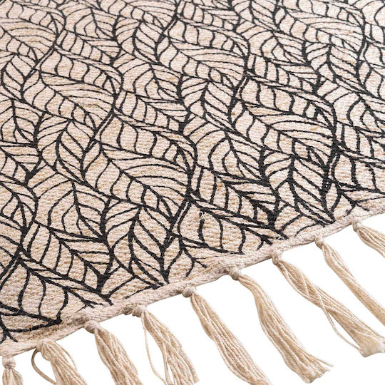 L-C Kalinda Rug Rectangular Summer Wicker with Fringes Noir