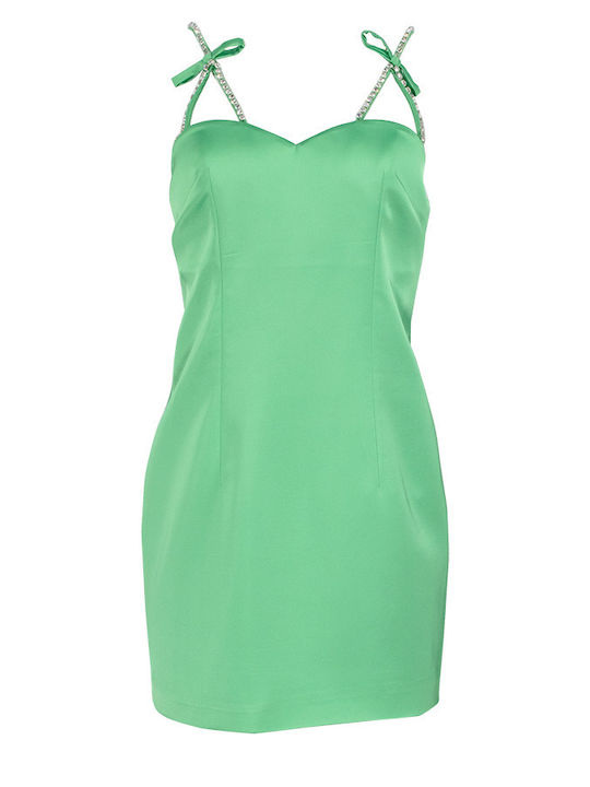 Summer Mini Evening Satin Green Dress