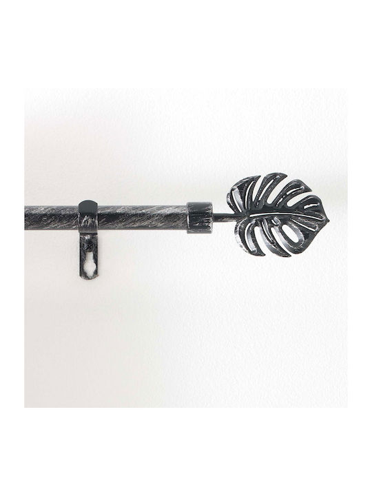 Extendable Metallic Curtain Pole L-C Tropi Single Φ19mm 120-210cm Noir / Argent