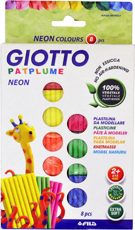 Giotto Πλαστελίνες σε Κουτί Patplume Neon για 2+ Ετών, 8τμχ