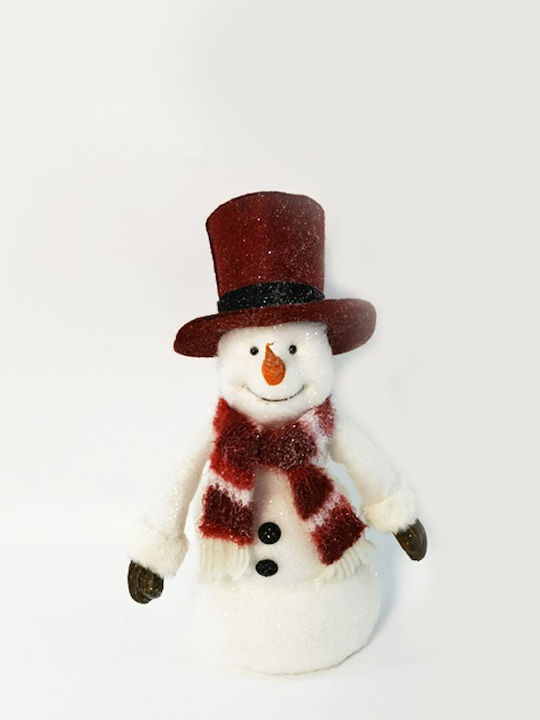 Iliadis Weihnachtsfigur SNowman Weiß mit roter Kappe 39x20x12cm