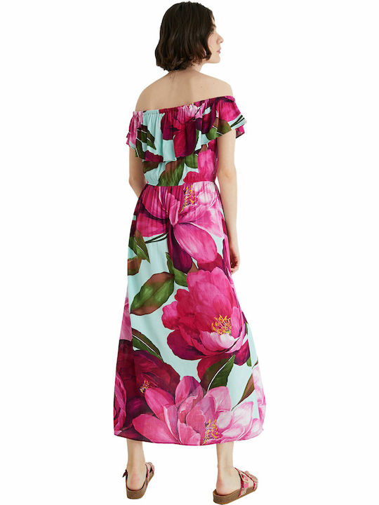 Desigual Arles Maxi Καλοκαιρινό All Day Φόρεμα Off-Shoulder Floral