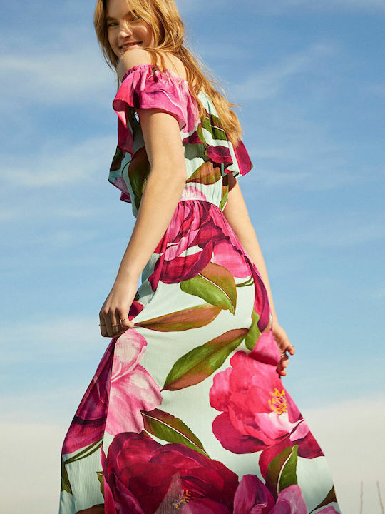 Arles Sommer Midi Damenkleid mit Rüschen Blumen