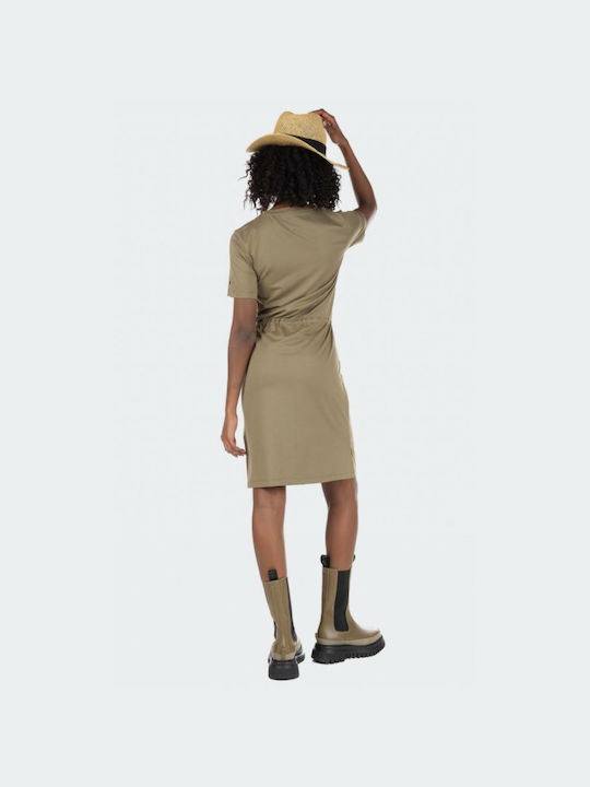 Superdry Καλοκαιρινό Mini T-shirt Φόρεμα με Σκίσιμο Μπεζ