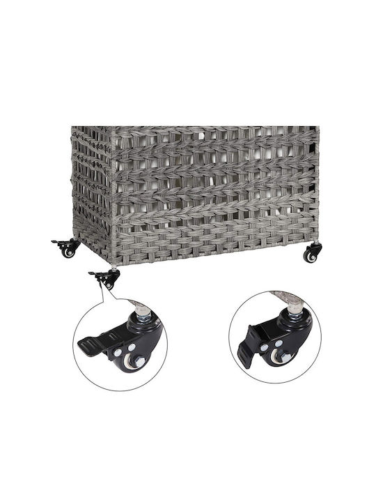 Songmics Coș De Rufe Metalic Pliabil 143lt Cu Capac 66x35x60.5cm Gri