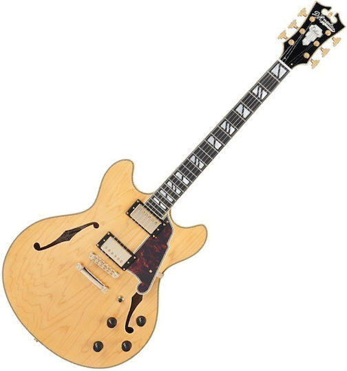D'Angelico Deluxe DC Satin Elektrische Gitarre ES mit HH Tonabnehmerkonfiguration Matte Honey