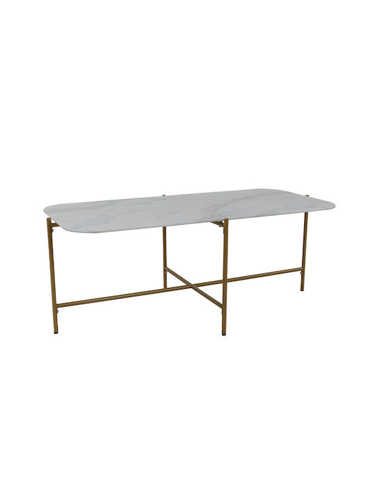 Rectangular Glass Coffee Table Χρυσό - Λευκό L113xW58xH43cm