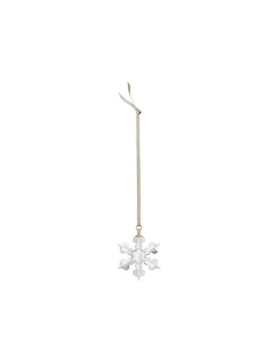 Swarovski Snowflake Επιχρυσωμένο Ornament de Crăciun Copac Metalic Alb cu lumină LED cu Pulbere de Aur cu Paiete 3.9x3.9buc