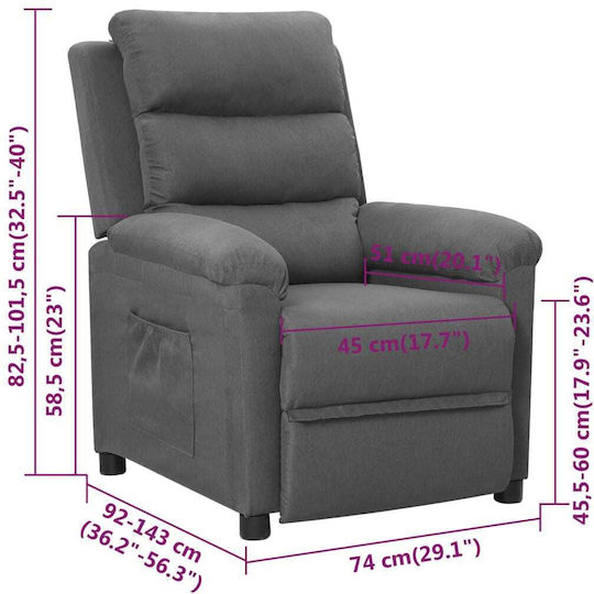 Fotoliu Relax cu Puf Gri 74x92x101.5cm