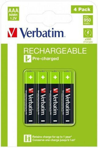 Verbatim Wiederaufladbare Batterien AAA Ni-MH 950mAh 1.2V 4Stück