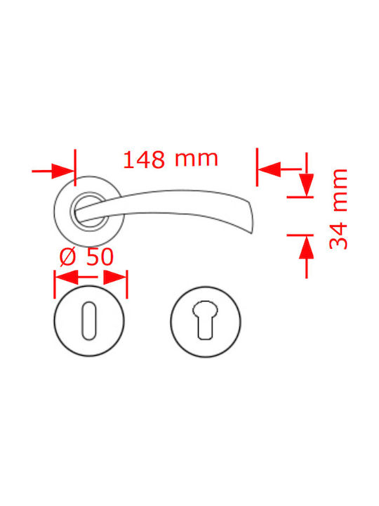 Conset Lever Middle Door with Rosette 217 Pair Black