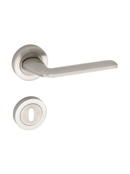 Viobrass Lever Middle Door with Rosette 4085 4085 Pair Nickel / Chrome