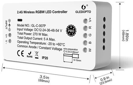 Gledopto Ασύρματο RGBW Controller Επιτοίχιο GL-C-007P