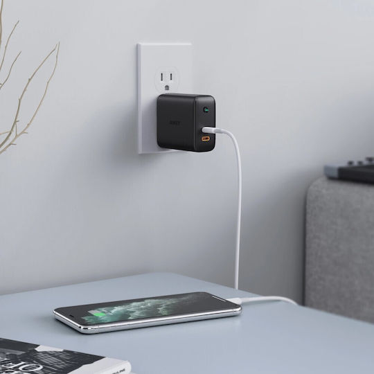Aukey Charger Without Cable with 2 USB-C Ports 36W Power Delivery Blacks (PA-D2)