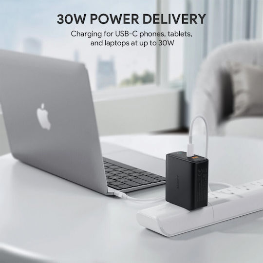 Aukey Charger Without Cable with 2 USB-C Ports 36W Power Delivery Blacks (PA-D2)