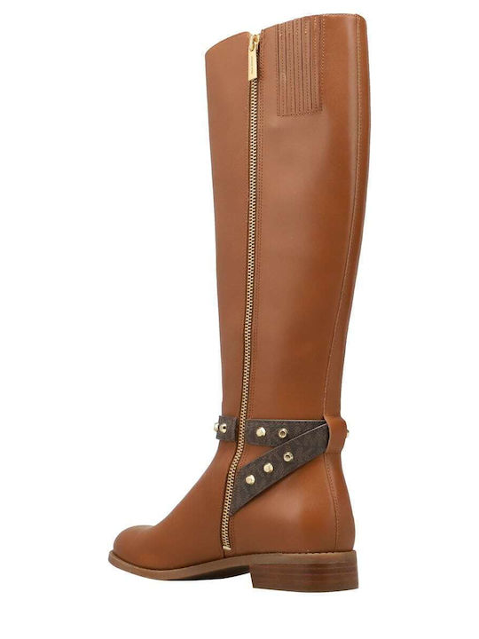 Leather Women's Boots with Zipper Farrah Tabac Brown