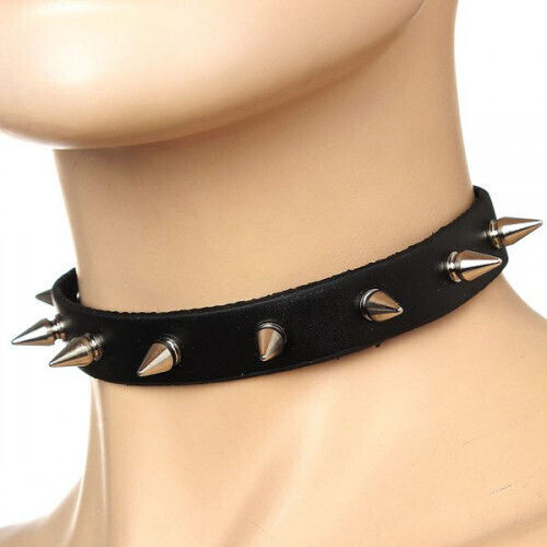 Naughty Toys Collar Adjustable Fetish Collar with Spikes Black