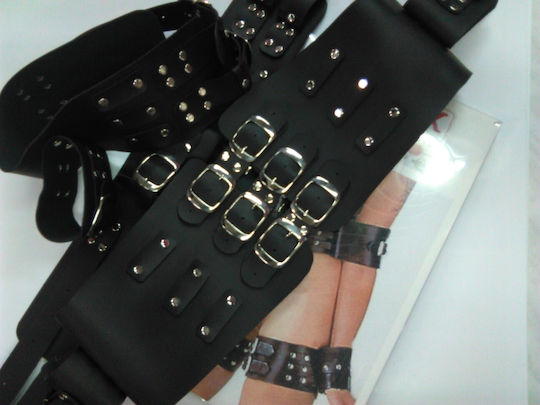 Комплект за Връзване на Тяло с Крайници BDSM Комплект за кожено робство с колан и каишки за крака