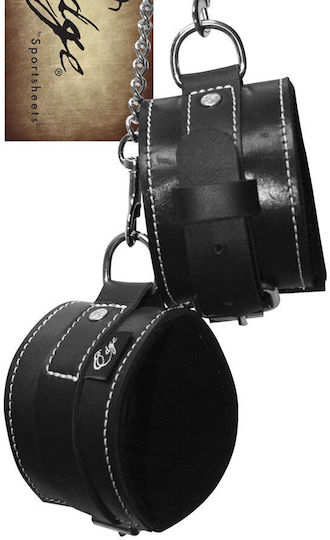 Sportsheets Leather Wrist Restraints Χειροπέδες σε Μαύρο Χρώμα