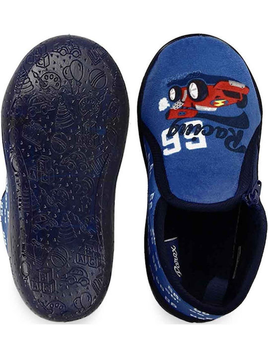 Kids Slippers Boots Blue Cars