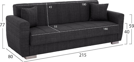 Polya Dreisitzer Sofa Sofa mit Stauraum Gray 215x80x77cm