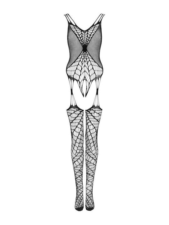 Obsessive G325 Bodystocking Plasă Cu Chilot Deschis Negru