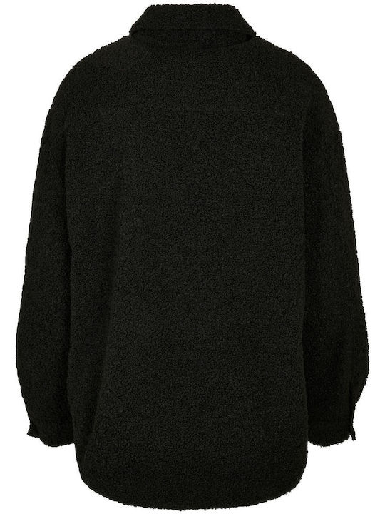 Sherpa Damen Schwarz Overshirt Oversized