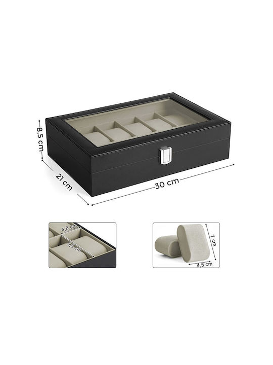 Songmics Watch Case for 12 Watches Black JWB12BE
