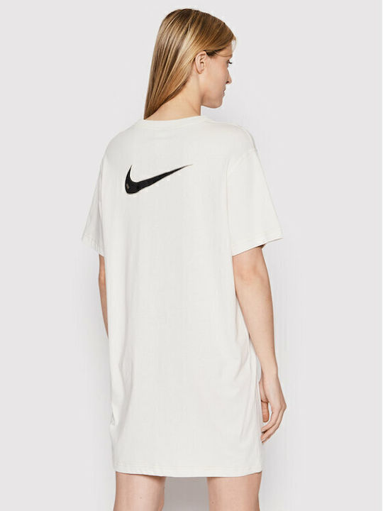 Sportswear Swoosh Rochii De Vară Pentru Femei Mini Sport Rochie Tricou Mâneca Scurtă Albă