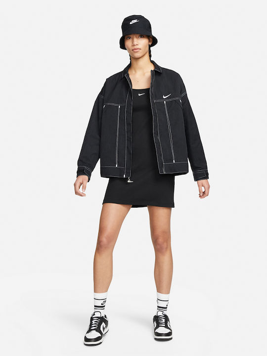 Sportswear Essential Καλοκαιρινό Mini Φόρεμα Πλεκτό Μαύρο