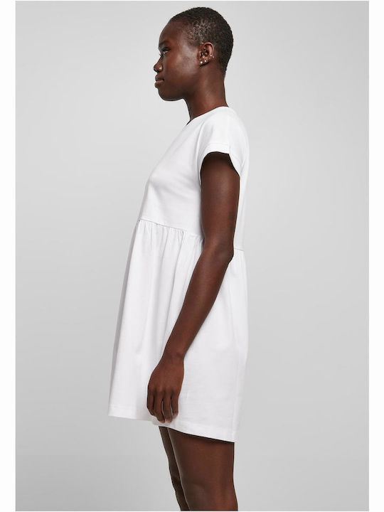 Sommer Mini T-Shirt Damenkleid mit Rüschen Kapuze Weiß