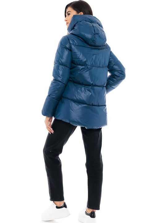 Kurz Damen Puffer Jacke für Winter Marineblau