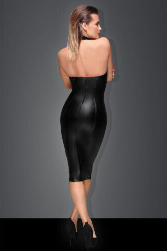 Noir Handmade Powerwetlook Pencil Dress Φόρεμα Black