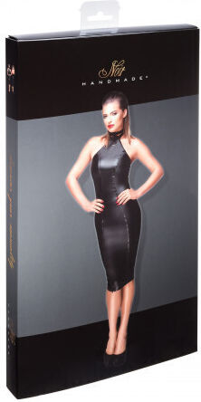 Noir Handmade Powerwetlook Pencil Dress Φόρεμα Black