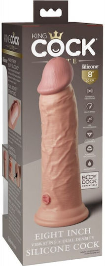 King Cock Vibrating + Dual Density Realistic Vibrator 20cm Lumină
