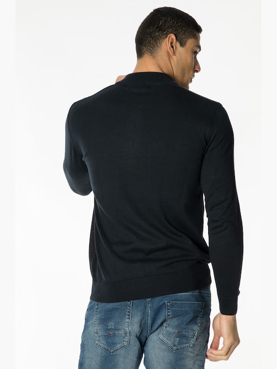 Vittorio Artist Men's Long Sleeve Sweater with Zipper Navy