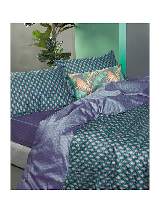 Kentia Cotton Duvet Cover Set 220x240cm Super King with 2 Pillowcases Ladon 02