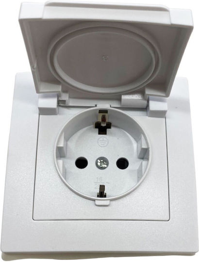 Bassiakos Sweet Line Single Walled Waterproof Power Socket with Lid White