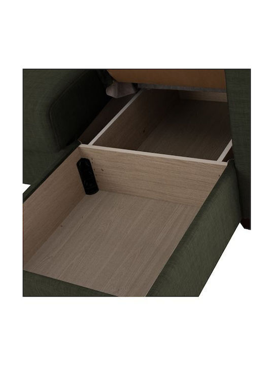 Ghufran Corner Couch Bed with Reversible Angle & Storage Space Dark Olive 200x133x77 cm