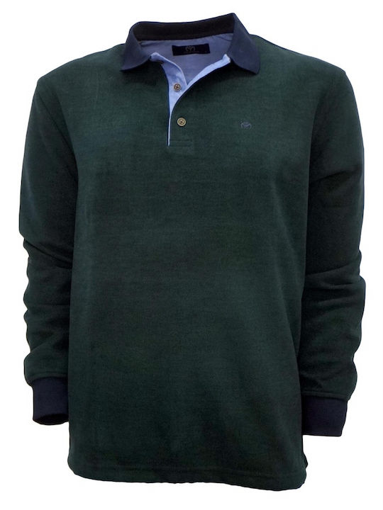 Makis Tselios Fashion B1102.4 Men's Long Sleeve Blouse Polo Green