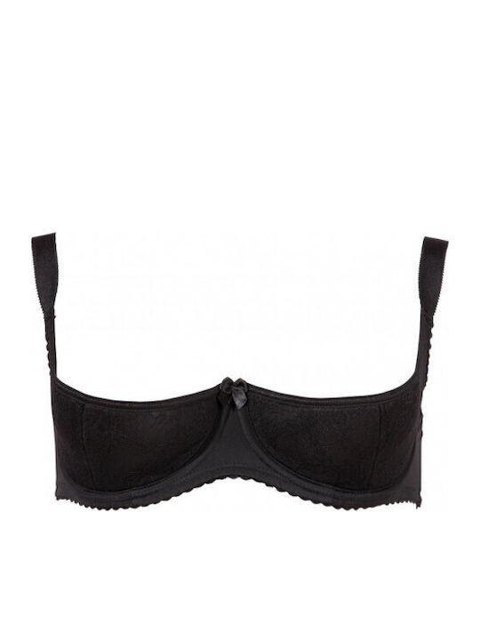 Cottelli Collection Padded Half Cup Bra Sexy Σουτιέν Μαύρο